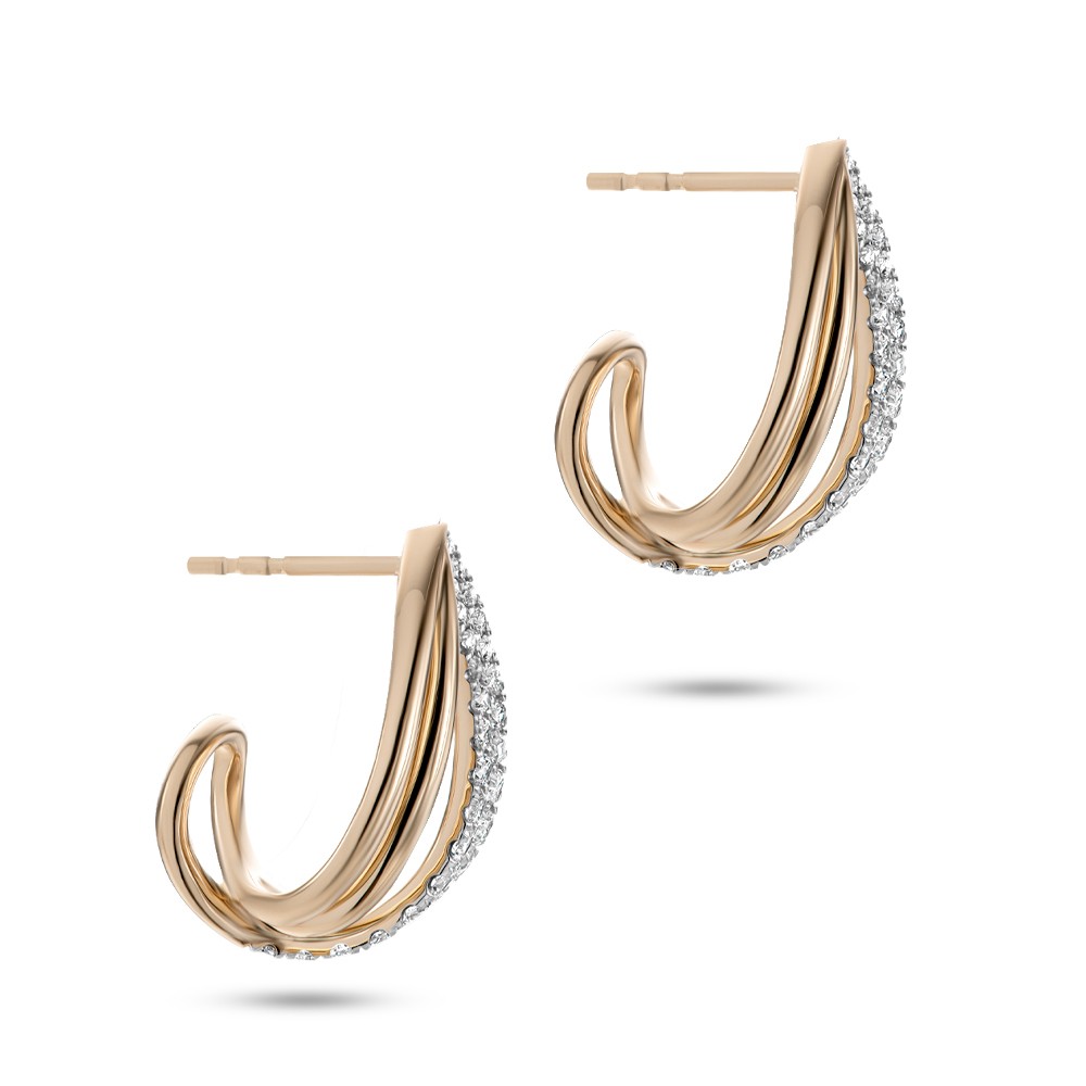 14k Rose Gold 14k Rose Gold Diamond Caged Stud Earrings - Front View -  108513