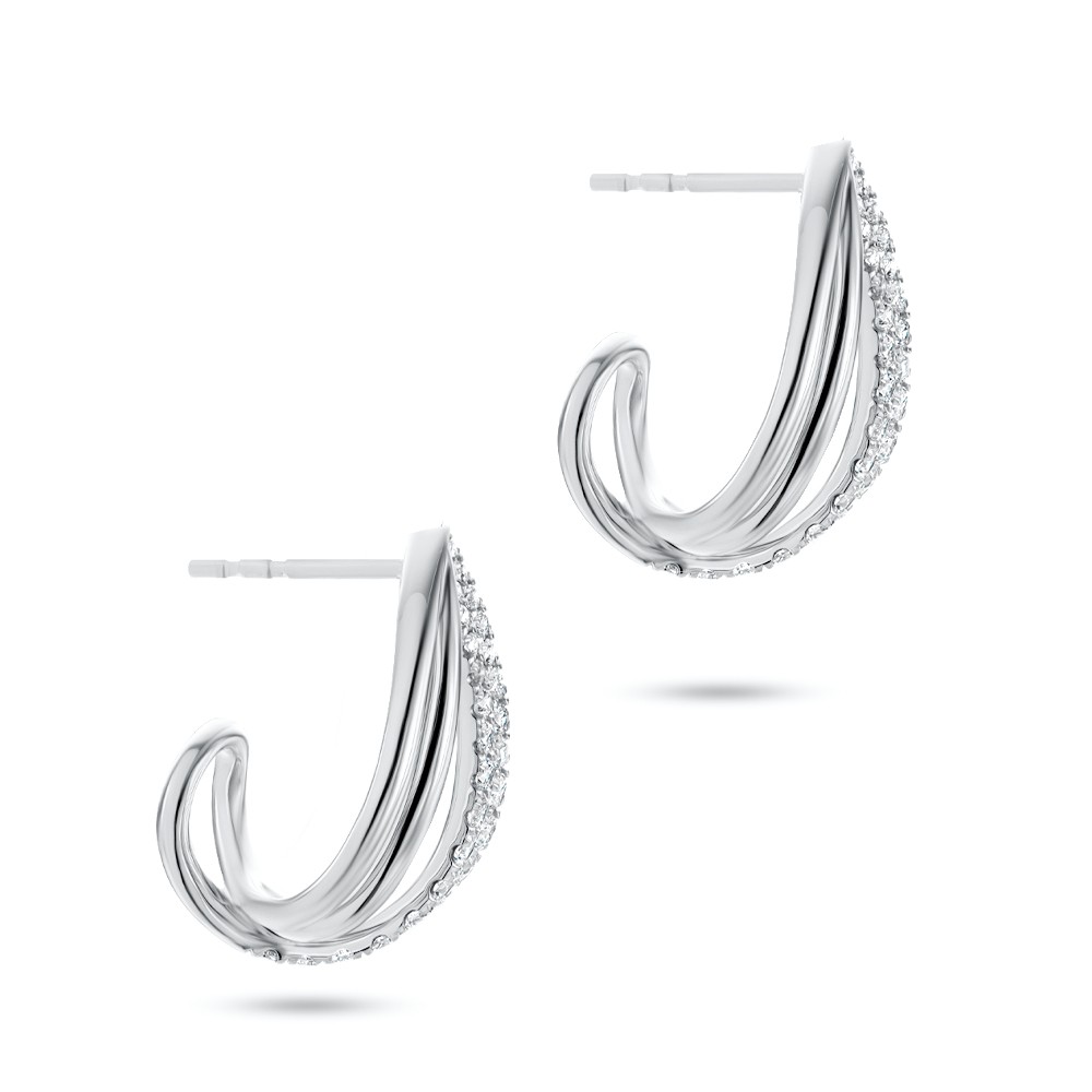 14k White Gold 14k White Gold Diamond Caged Stud Earrings - Front View -  108513
