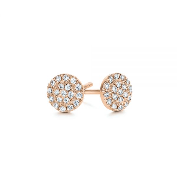 14k Rose Gold 14k Rose Gold Diamond Cluster Earrings - Front View -  105328