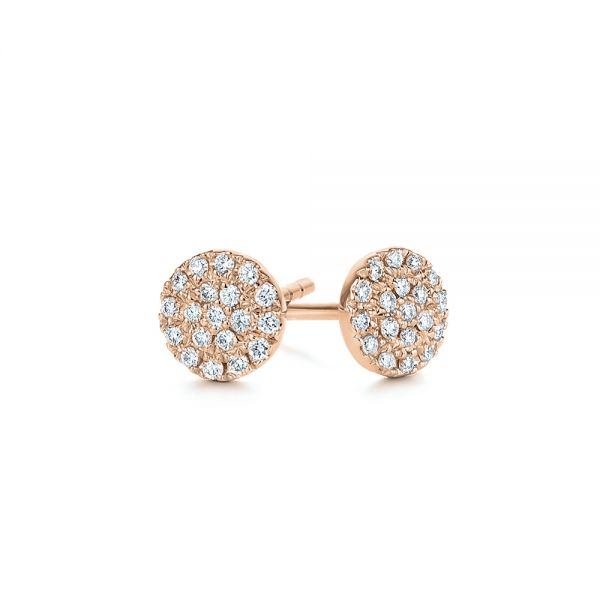 14k Rose Gold 14k Rose Gold Diamond Cluster Earrings - Front View - 105328