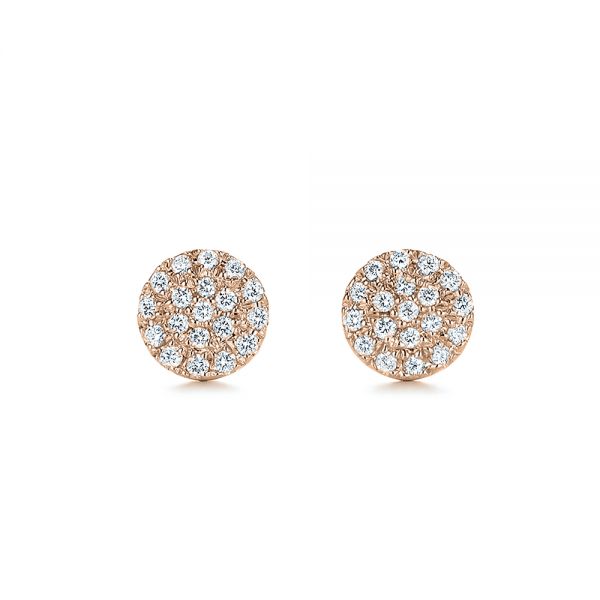 14k Rose Gold 14k Rose Gold Diamond Cluster Earrings - Three-Quarter View - 105328