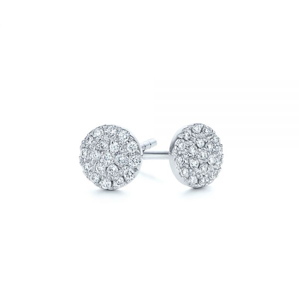 18k White Gold 18k White Gold Diamond Cluster Earrings - Front View -  105328