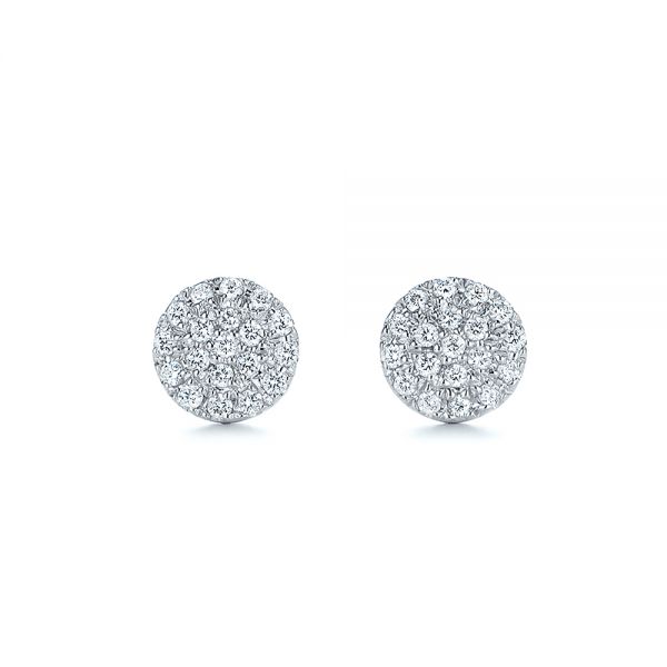 18k White Gold 18k White Gold Diamond Cluster Earrings - Three-Quarter View -  105328