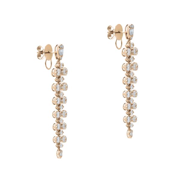 14k Rose Gold 14k Rose Gold Diamond Danglers - Front View - 107750