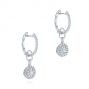 14k White Gold Diamond Dangling Huggie Earrings - Front View -  105947 - Thumbnail