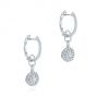 18k White Gold 18k White Gold Diamond Dangling Huggie Earrings - Front View -  105947 - Thumbnail