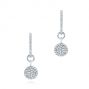 14k White Gold Diamond Dangling Huggie Earrings - Three-Quarter View -  105947 - Thumbnail