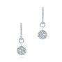 18k White Gold 18k White Gold Diamond Dangling Huggie Earrings - Three-Quarter View -  105947 - Thumbnail