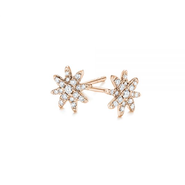 18k Rose Gold 18k Rose Gold Diamond Earrings - Three-Quarter View -  103693