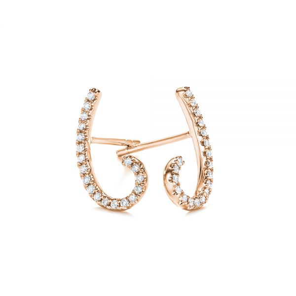 18k Rose Gold 18k Rose Gold Diamond Earrings - Three-Quarter View -  103695