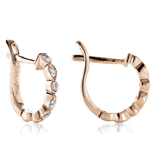 14k Rose Gold 14k Rose Gold Diamond Earrings - Front View -  1179