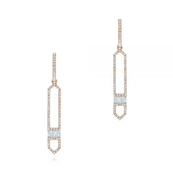 14k Rose Gold 14k Rose Gold Diamond Earrings - Three-Quarter View -  105345
