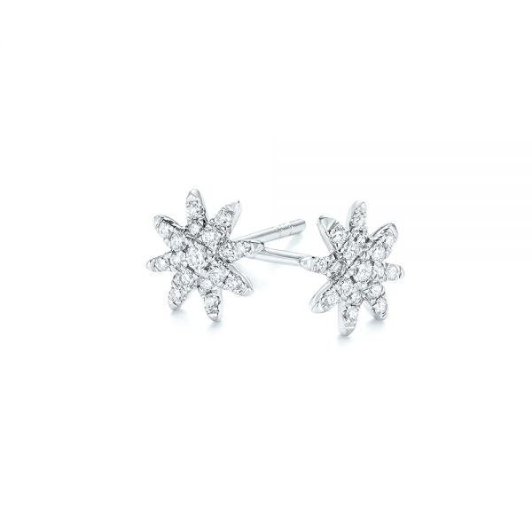 14k White Gold 14k White Gold Diamond Earrings - Three-Quarter View -  103693