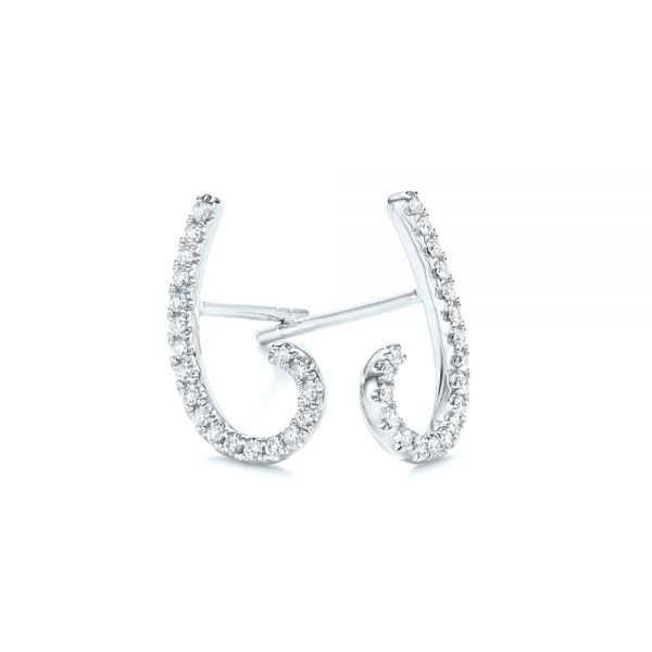 14k White Gold Diamond Earrings - Three-Quarter View -  103695