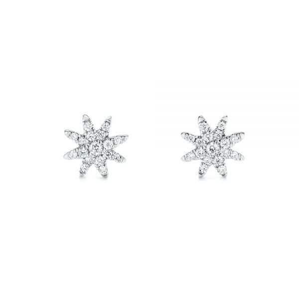 14k White Gold 14k White Gold Diamond Earrings - Front View -  103693