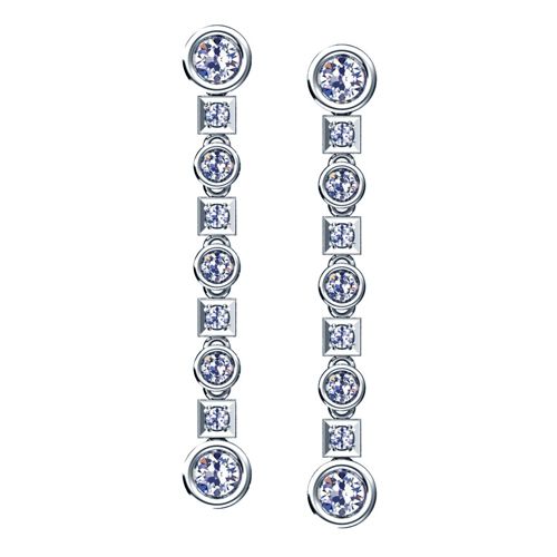  Platinum Platinum Diamond Earrings - Three-Quarter View -  974