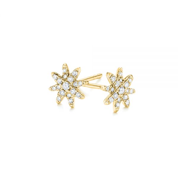 18k Yellow Gold 18k Yellow Gold Diamond Earrings - Three-Quarter View -  103693