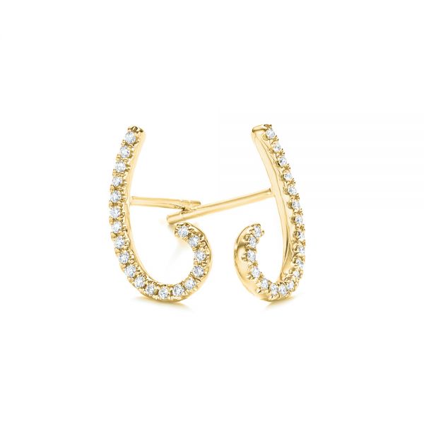 14k Yellow Gold 14k Yellow Gold Diamond Earrings - Three-Quarter View -  103695