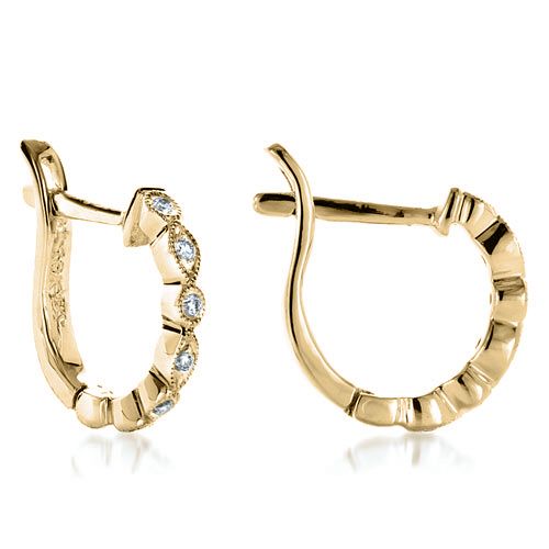 14k Yellow Gold 14k Yellow Gold Diamond Earrings - Front View - 1179