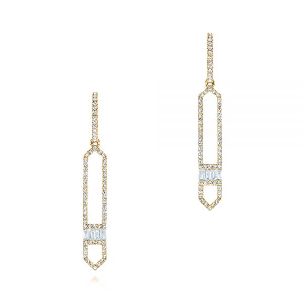 18k Yellow Gold 18k Yellow Gold Diamond Earrings - Three-Quarter View -  105345