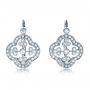 14k White Gold Diamond Filigree Earrings - Three-Quarter View -  1181 - Thumbnail