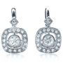 14k White Gold Diamond Filigree Earrings - Three-Quarter View -  1182 - Thumbnail