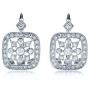 18k White Gold 18k White Gold Diamond Filigree Earrings - Three-Quarter View -  1183 - Thumbnail