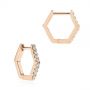 18k Rose Gold 18k Rose Gold Diamond Geometric Hexagon Hoop Earrings - Front View -  105993 - Thumbnail