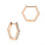 14k Rose Gold 14k Rose Gold Diamond Geometric Hexagon Hoop Earrings - Front View -  105993 - Thumbnail