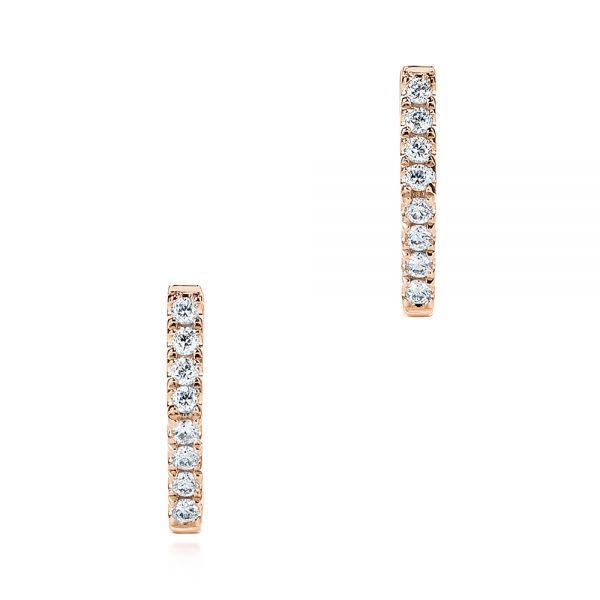 14k Rose Gold 14k Rose Gold Diamond Geometric Hexagon Hoop Earrings - Three-Quarter View -  105993