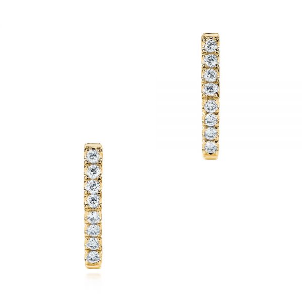 18k Yellow Gold 18k Yellow Gold Diamond Geometric Hexagon Hoop Earrings - Three-Quarter View -  105993