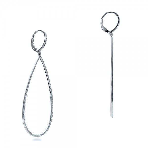 Pear-Shaped Diamond Drop Earrings - front perspective