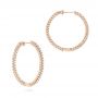 14k Rose Gold 14k Rose Gold Diamond Hoop Earrings - Front View -  103778 - Thumbnail