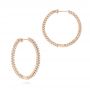 14k Rose Gold 14k Rose Gold Diamond Hoop Earrings - Front View -  103778 - Thumbnail