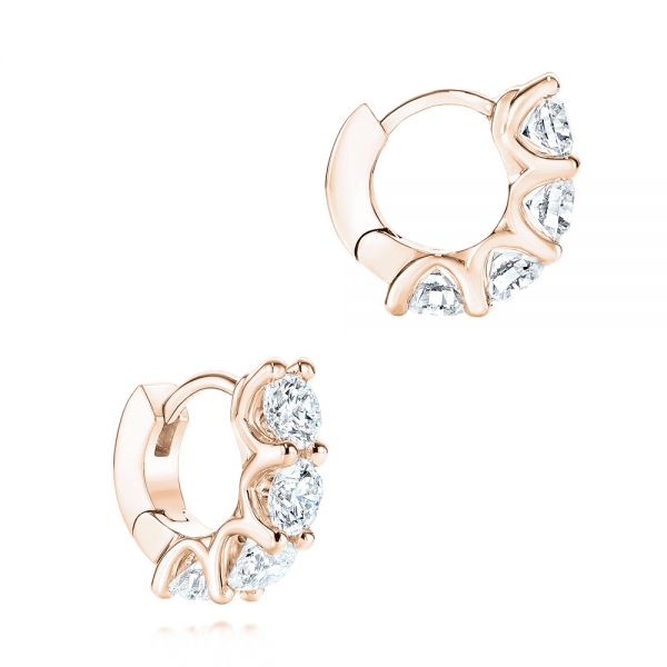 14k Rose Gold 14k Rose Gold Diamond Hoop Earrings - Front View - 106687