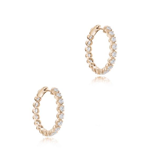 14k Rose Gold 14k Rose Gold Diamond Hoop Earrings - Front View - 108010