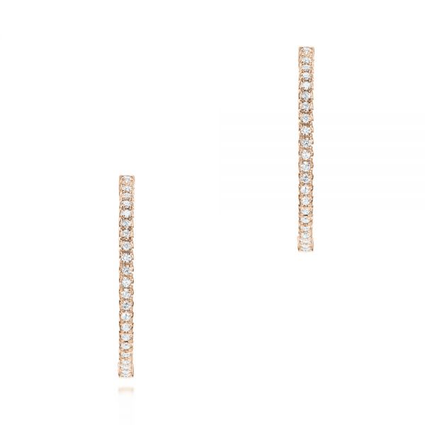 18k Rose Gold 18k Rose Gold Diamond Hoop Earrings - Three-Quarter View -  103778