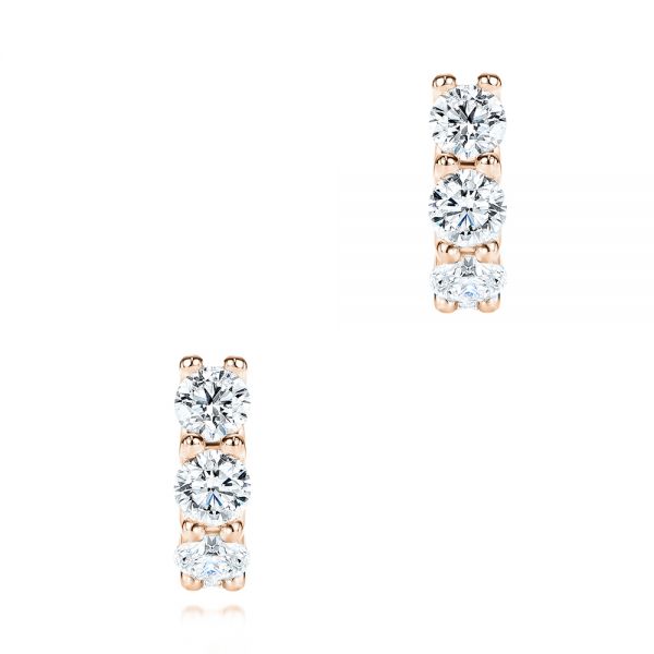 14k Rose Gold 14k Rose Gold Diamond Hoop Earrings - Three-Quarter View -  106687