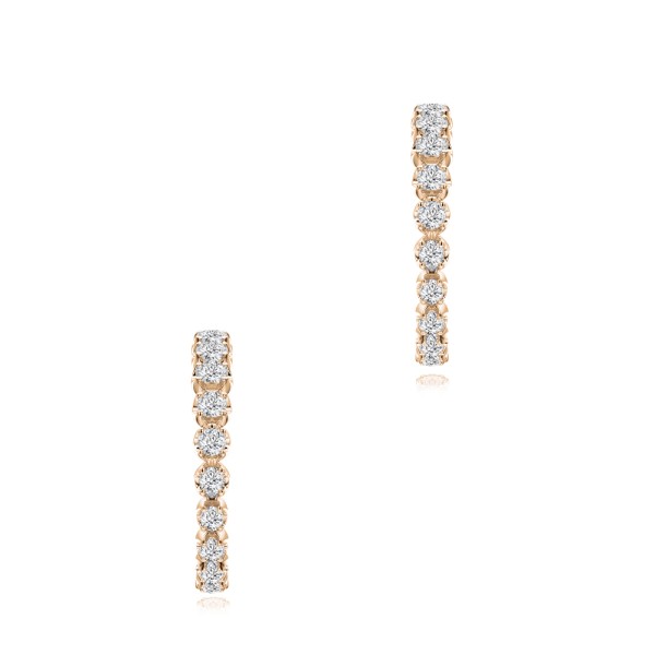 14k Rose Gold 14k Rose Gold Diamond Hoop Earrings - Three-Quarter View - 108010