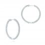 18k White Gold 18k White Gold Diamond Hoop Earrings - Front View -  103778 - Thumbnail