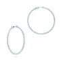 14k White Gold Diamond Hoop Earrings - Front View -  103779 - Thumbnail