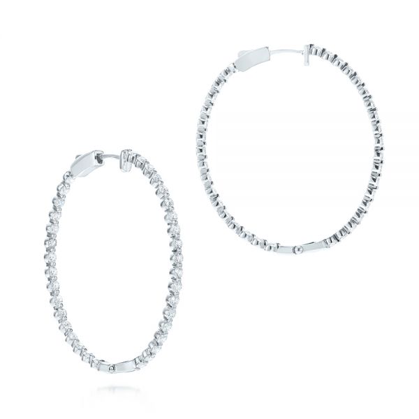  Platinum Platinum Diamond Hoop Earrings - Front View -  103781