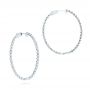 14k White Gold Diamond Hoop Earrings - Front View -  103781 - Thumbnail