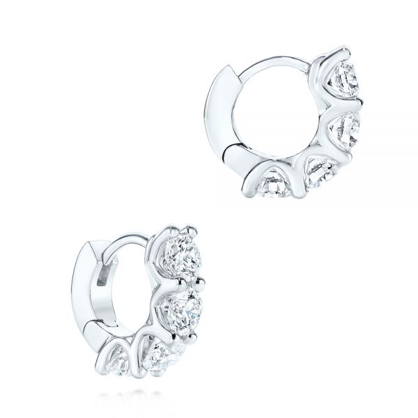 14k White Gold 14k White Gold Diamond Hoop Earrings - Front View - 106687
