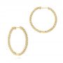 14k Yellow Gold 14k Yellow Gold Diamond Hoop Earrings - Front View -  103778 - Thumbnail