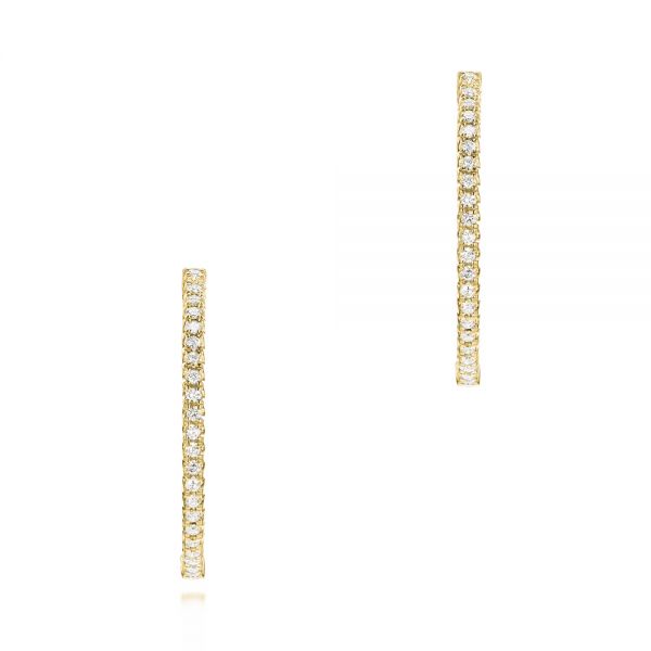 18k Yellow Gold 18k Yellow Gold Diamond Hoop Earrings - Three-Quarter View -  103778