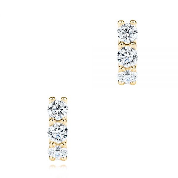 18k Yellow Gold 18k Yellow Gold Diamond Hoop Earrings - Three-Quarter View -  106687