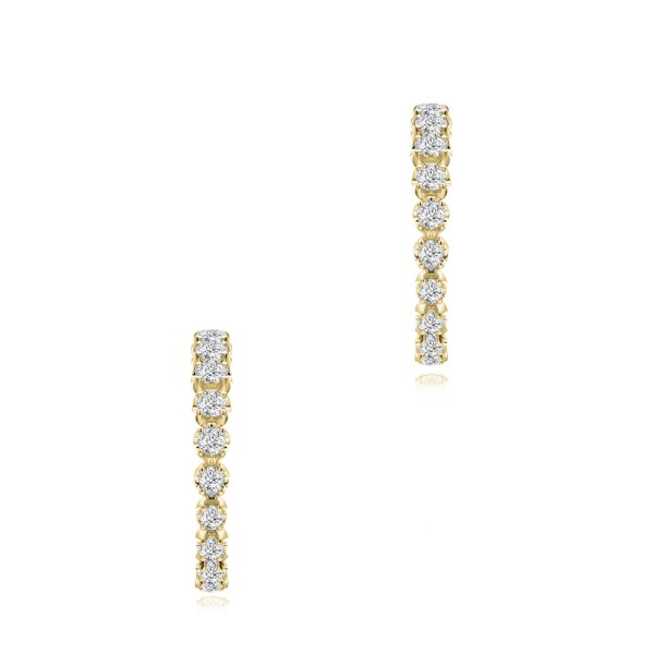 14k Yellow Gold 14k Yellow Gold Diamond Hoop Earrings - Three-Quarter View - 108010