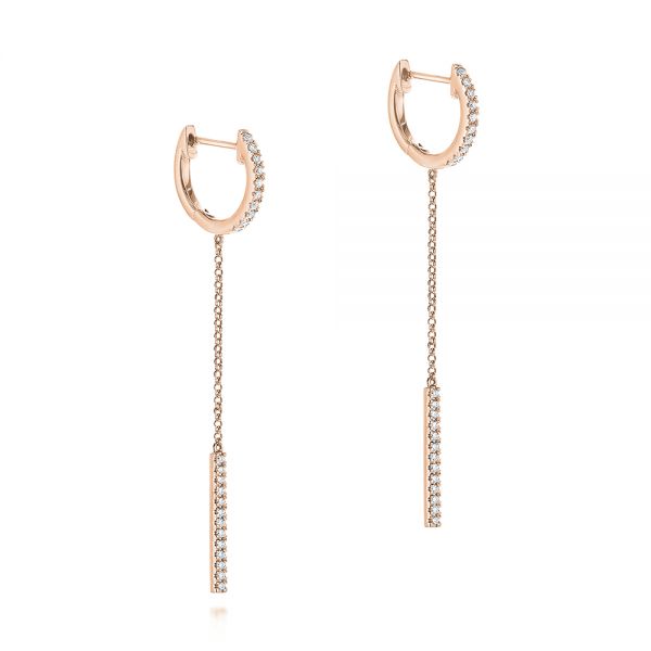 14k Rose Gold 14k Rose Gold Diamond Hoop And Chain Earrings - Front View -  105995 - Thumbnail