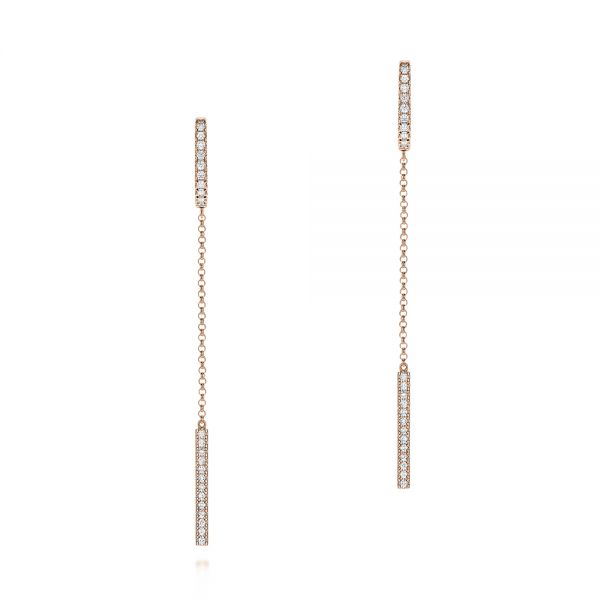 14k Rose Gold 14k Rose Gold Diamond Hoop And Chain Earrings - Three-Quarter View -  105995 - Thumbnail